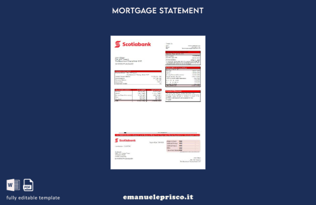 modello di estratto conto del mutuo bancario della Scotiabank di Hong Kong in st